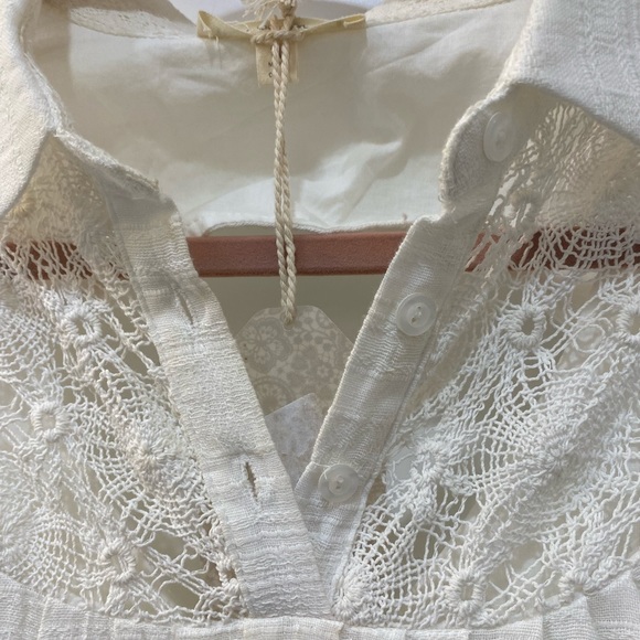 NWT ivory-colored cotton-linen sleeveless tunic with crochet detail. Sz M. - Picture 4 of 4